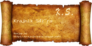 Krajnik Sára névjegykártya